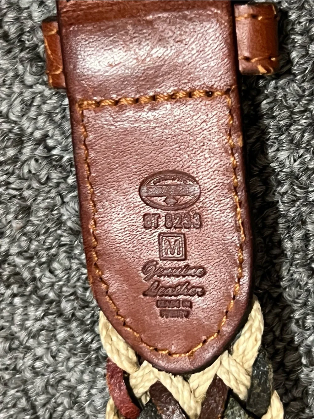 Fossil Genuine Leather Braided Belt 33